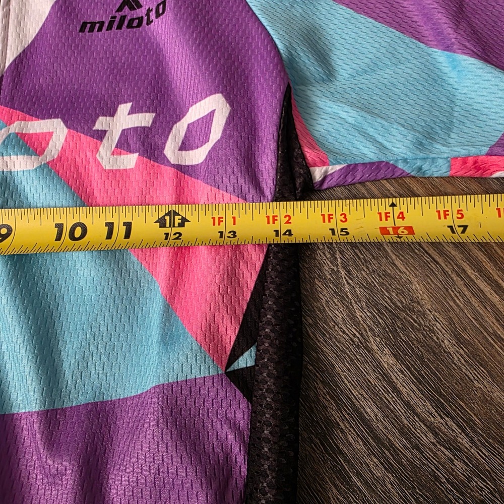 Miloto Women's Geometric Print Short Sleeve Cycling Jersey Top‎ Size M - Picture 3 of 8